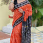 Orange with black border pasapali cotton saree