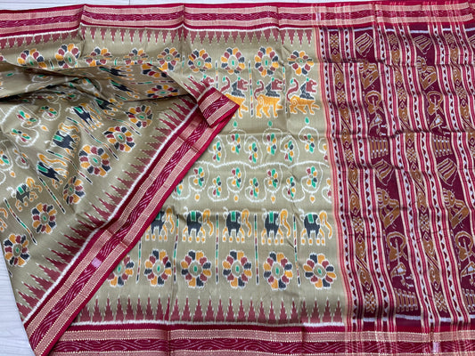 Elephant with lions khandua silk saree