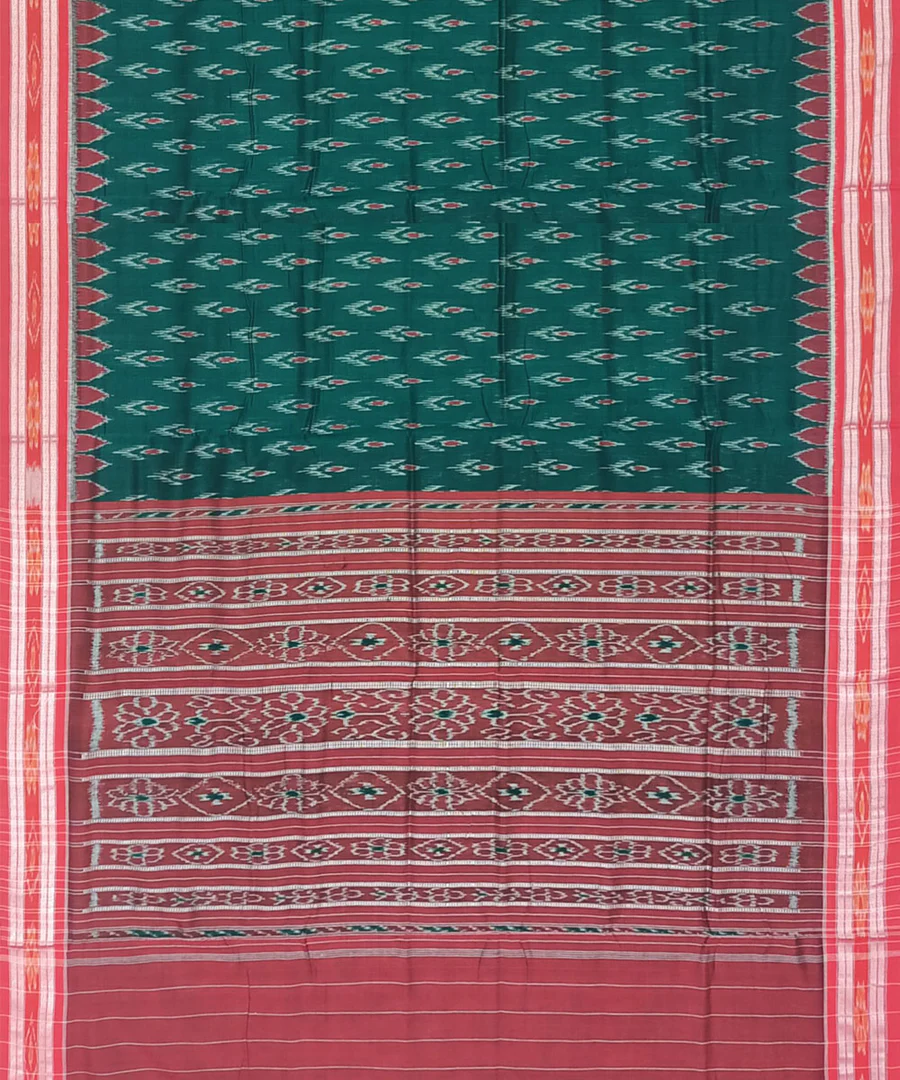 Green red chandrika khandua cotton saree