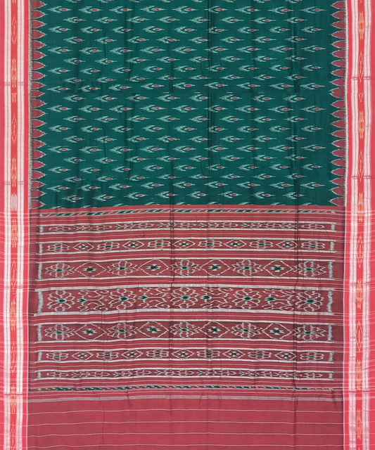 Green red chandrika khandua cotton saree