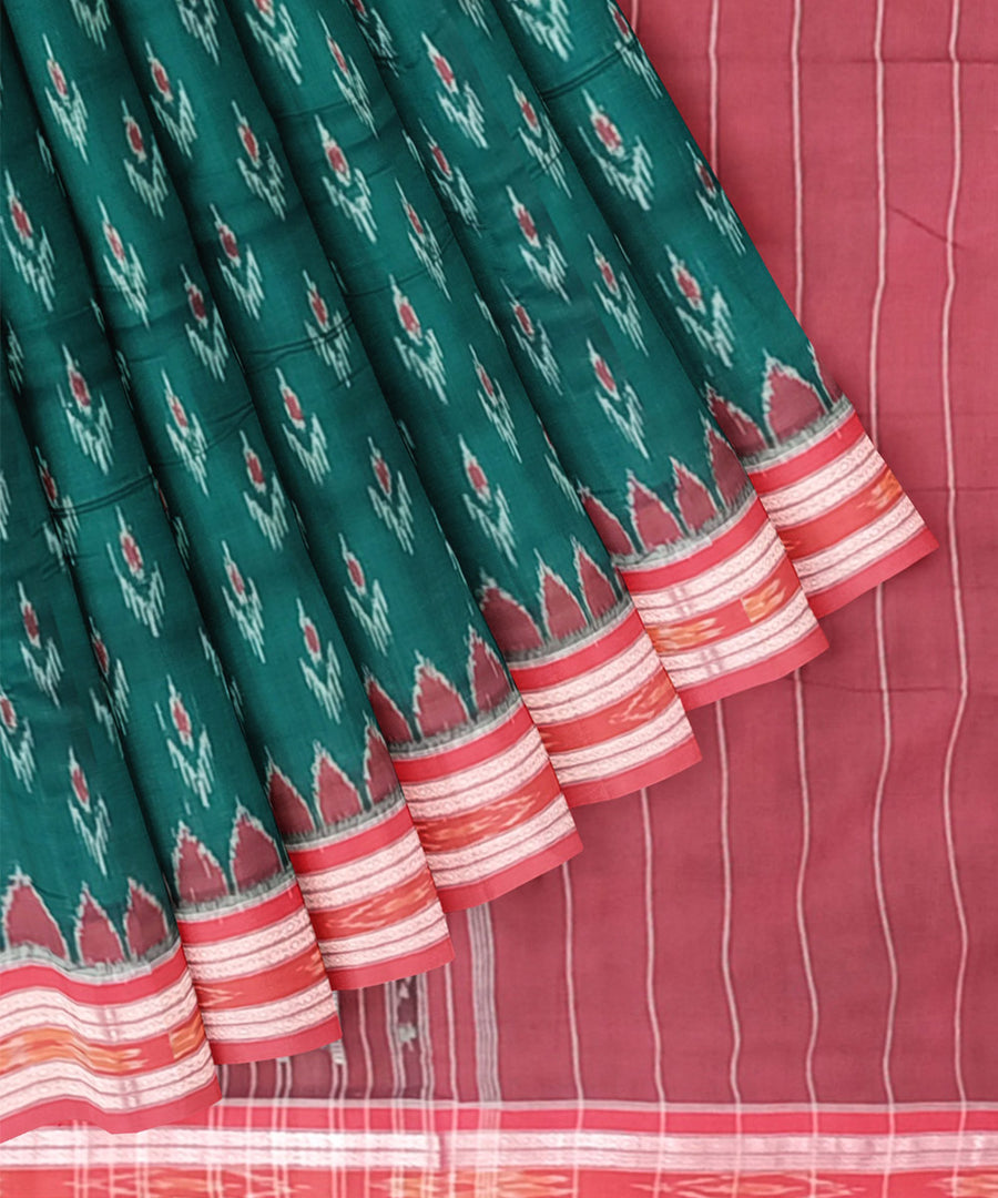 Green red chandrika khandua cotton saree