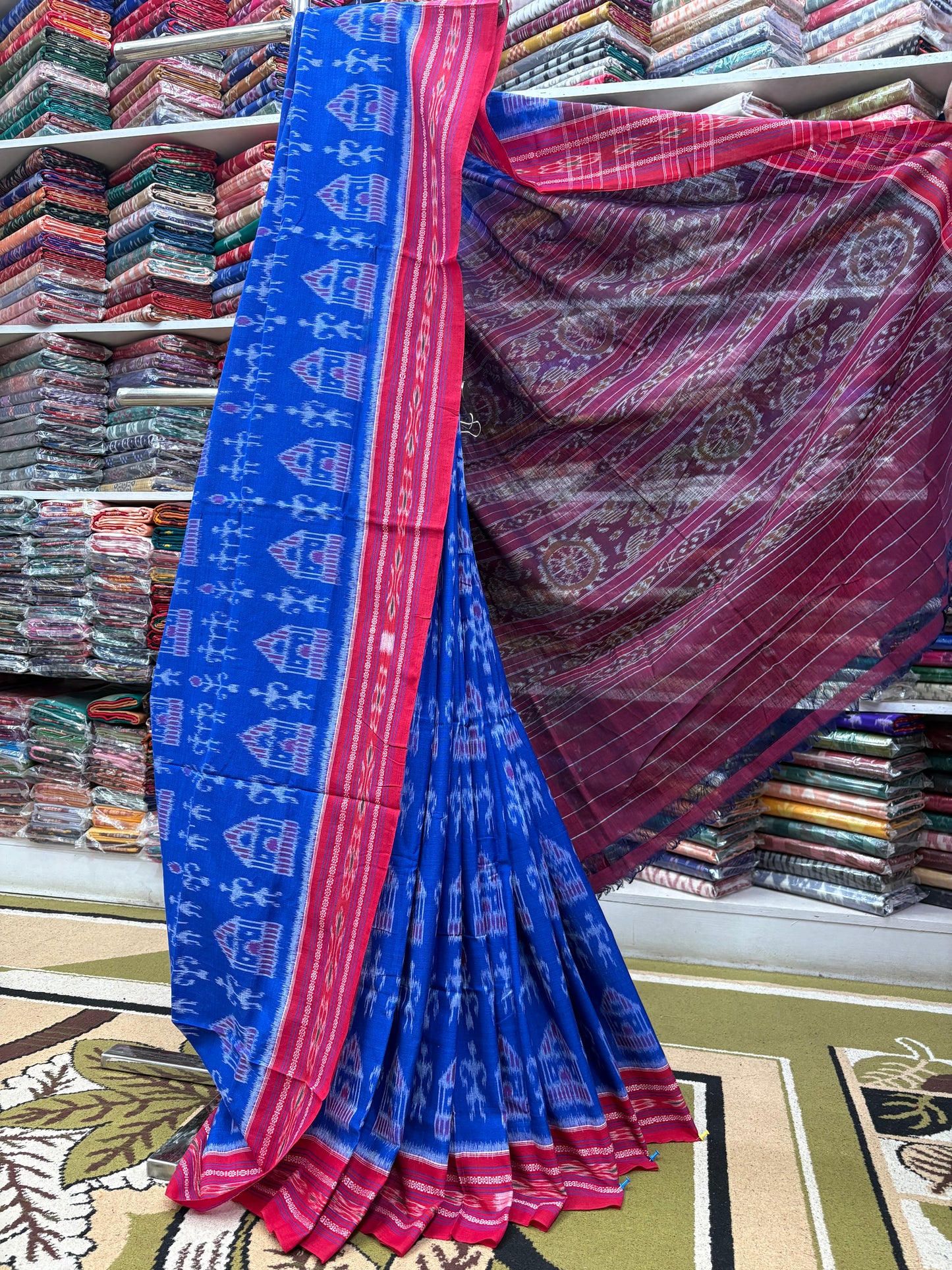 Special sky blue khandua cotton saree
