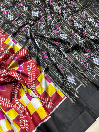 Contemporary lotus khandua silk saree