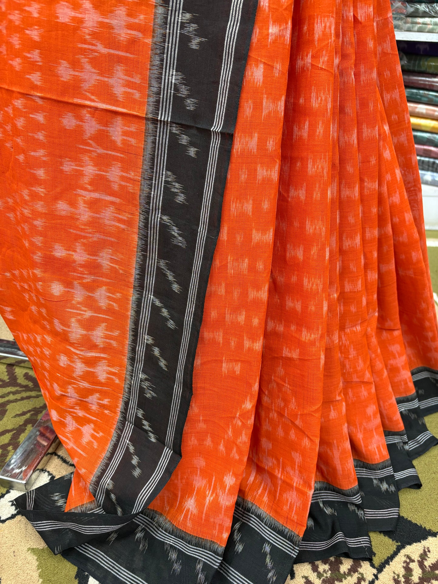 Special orange black khandua cotton saree