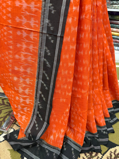 Special orange black khandua cotton saree