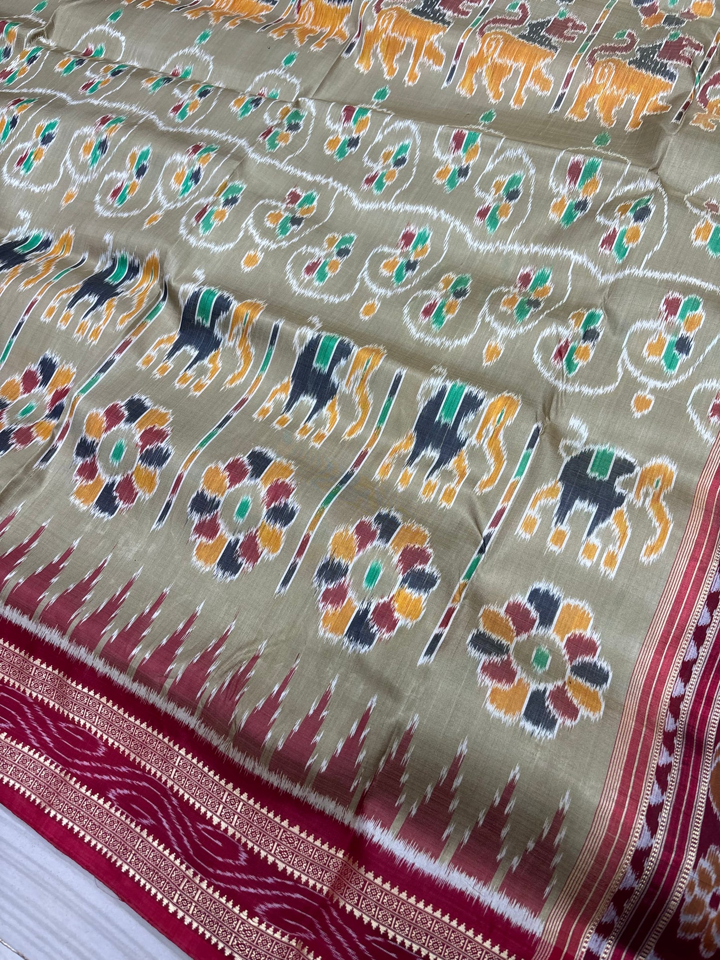 Elephant with lions khandua silk saree