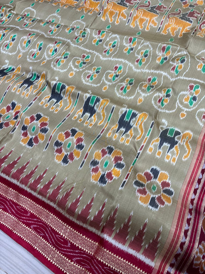 Elephant with lions khandua silk saree