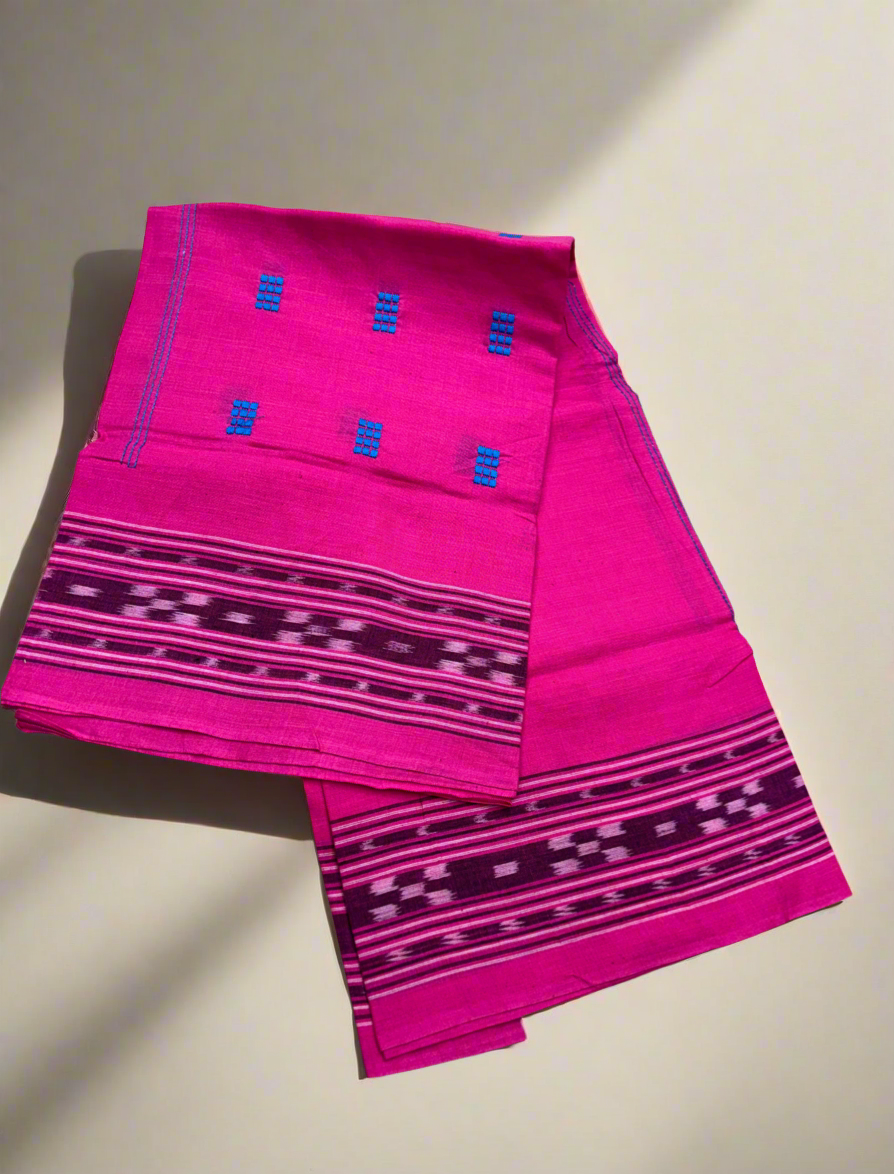 Pink with sky blue ikat shalwar suit set