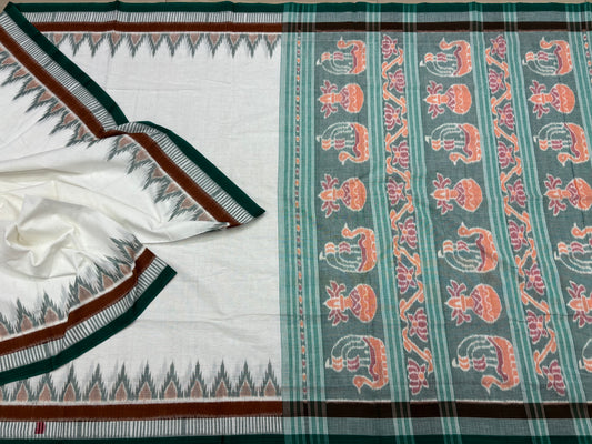 Contemporary triple border khandua cotton saree