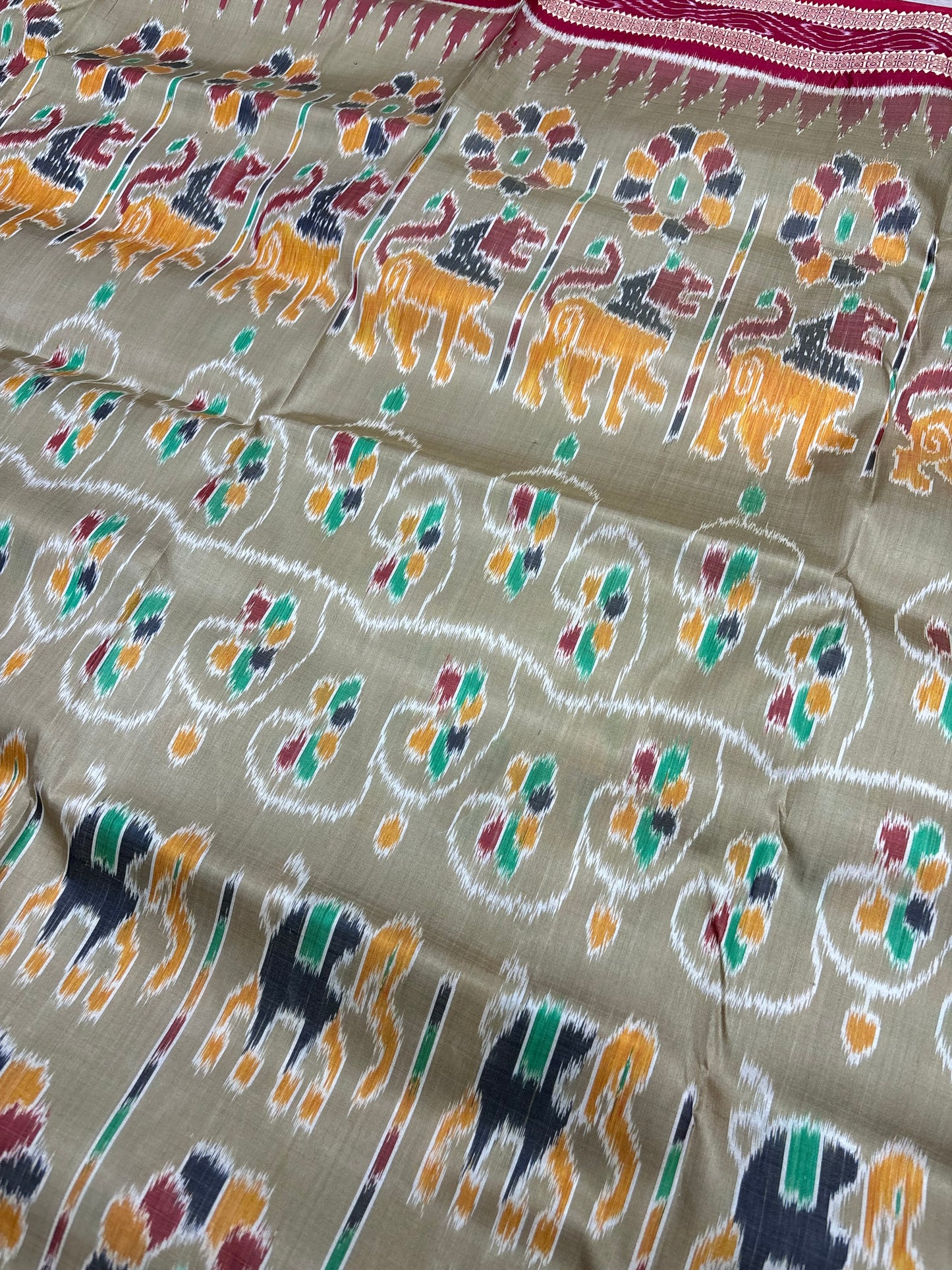 Elephant with lions khandua silk saree