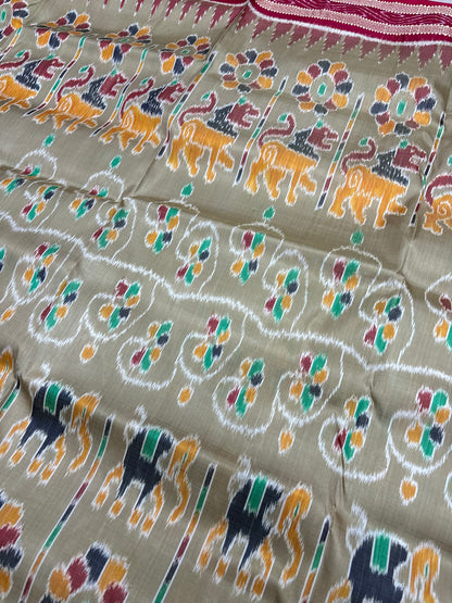 Elephant with lions khandua silk saree