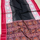 Black with red scot flowers cotton saree