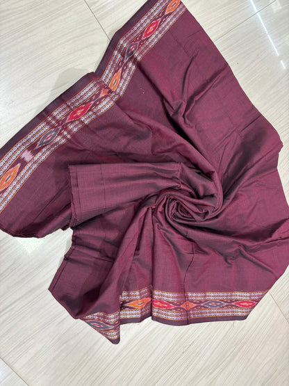 SAMBALPURI COTTON BLOUSE PIECE , DARK MEROON COLOUR, (1 MTR.)