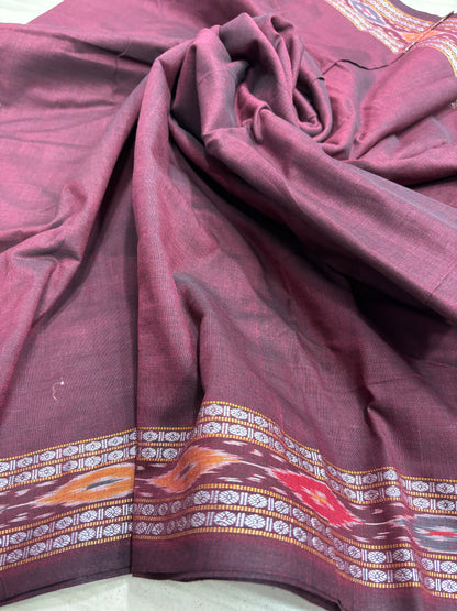 SAMBALPURI COTTON BLOUSE PIECE , DARK MEROON COLOUR, (1 MTR.)