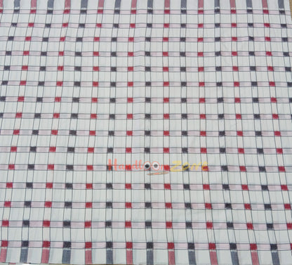White Box Motif Double Ikat Cotton Fabric