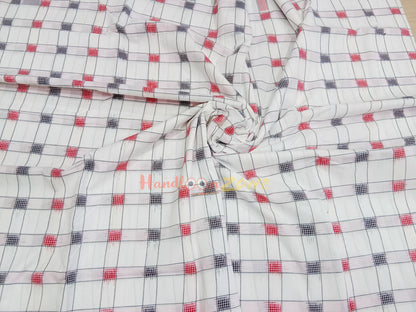 White Box Motif Double Ikat Cotton Fabric