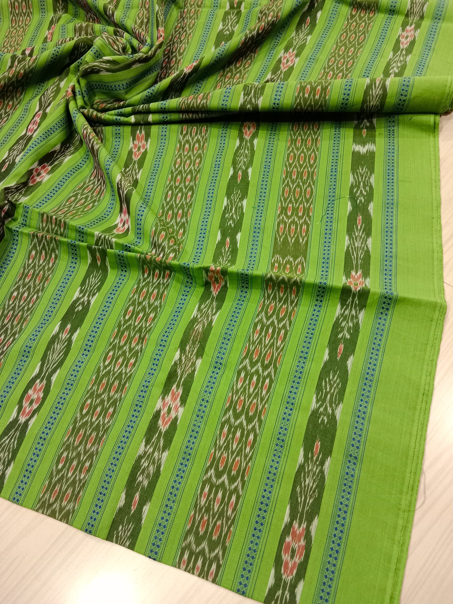 Green tree ikat fabric