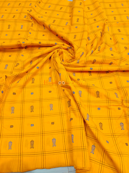 Yellow` fish 🐟🐟 buti ikat fabric