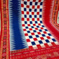 Blue red 3D Sambalpuri pasapali handloom cotton saree