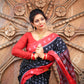 Black with pasapali red borde cotton saree