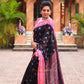 Contemporary Black with pink cotton saree