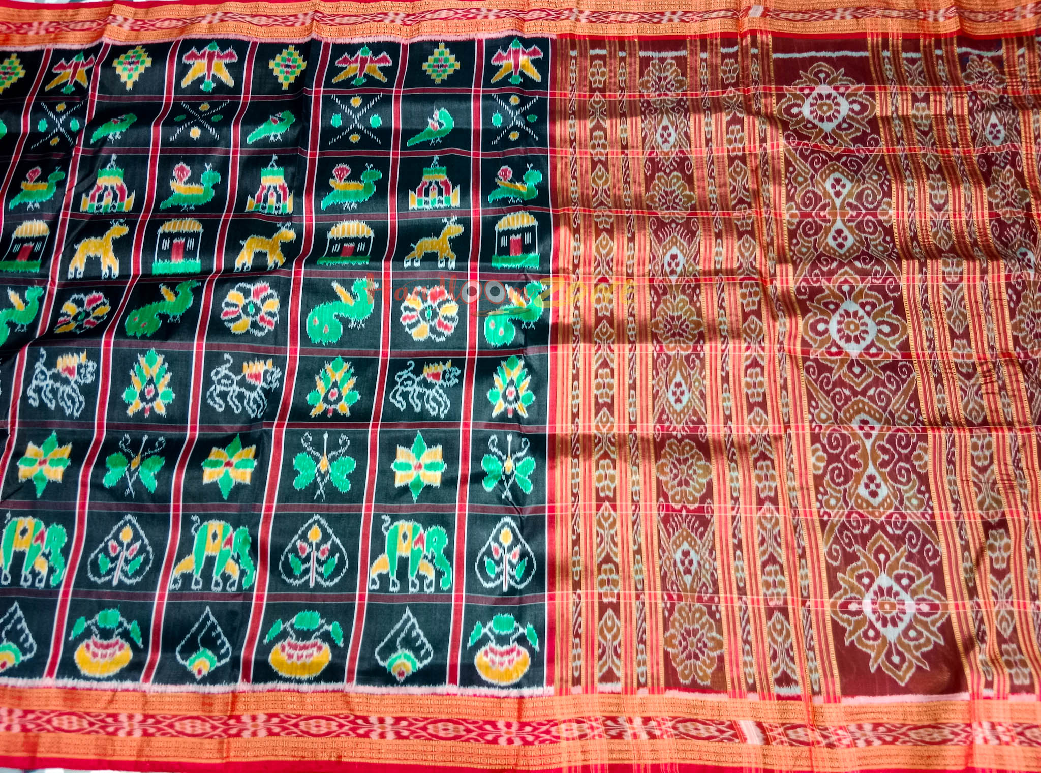 Dark Red nabakothi Khandua Silk saree – Boyanika Odisha