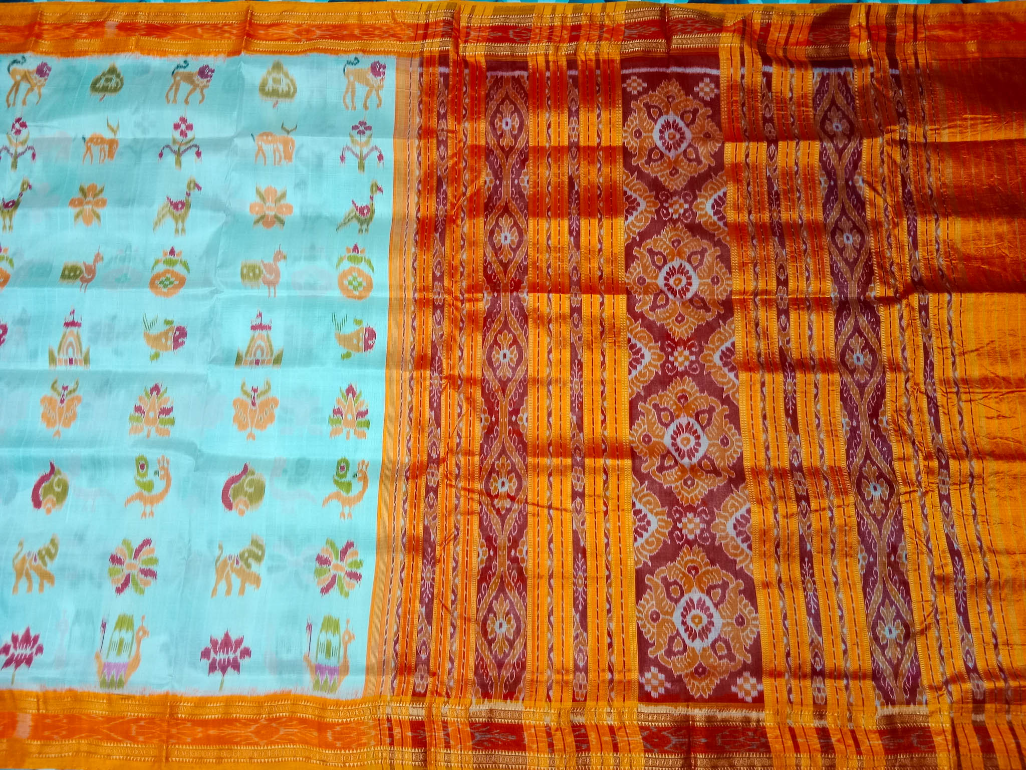 Chandan Color Butta Design Khandua Silk Saree | Silk yarn, Silk sarees  online, Tie dye techniques