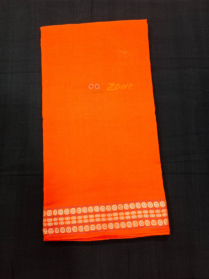 SAMBALPURI COTTON BLOUSE PIECE , ORANGE COLOUR, (1 MTR.)
