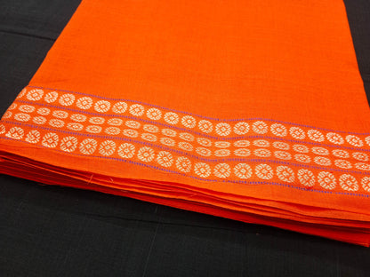 SAMBALPURI COTTON BLOUSE PIECE , ORANGE COLOUR, (1 MTR.)