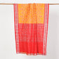 YELLOW WITH RED BORDER BIG FLOWER COTTON SAREE