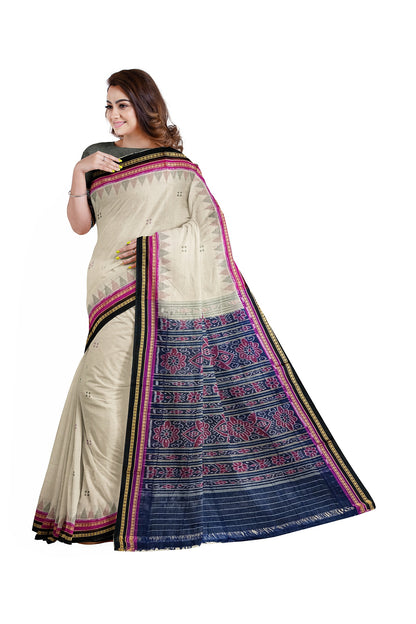 OFF WHITE DOUBLE BORDER WITH BUTI COTTON SAREE