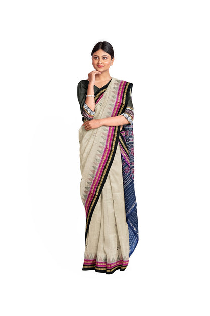 OFF WHITE DOUBLE BORDER WITH BUTI COTTON SAREE