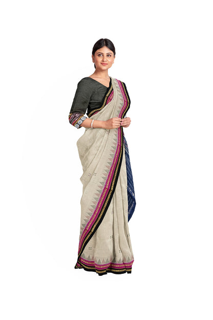 OFF WHITE DOUBLE BORDER WITH BUTI COTTON SAREE