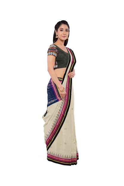 OFF WHITE DOUBLE BORDER WITH BUTI COTTON SAREE